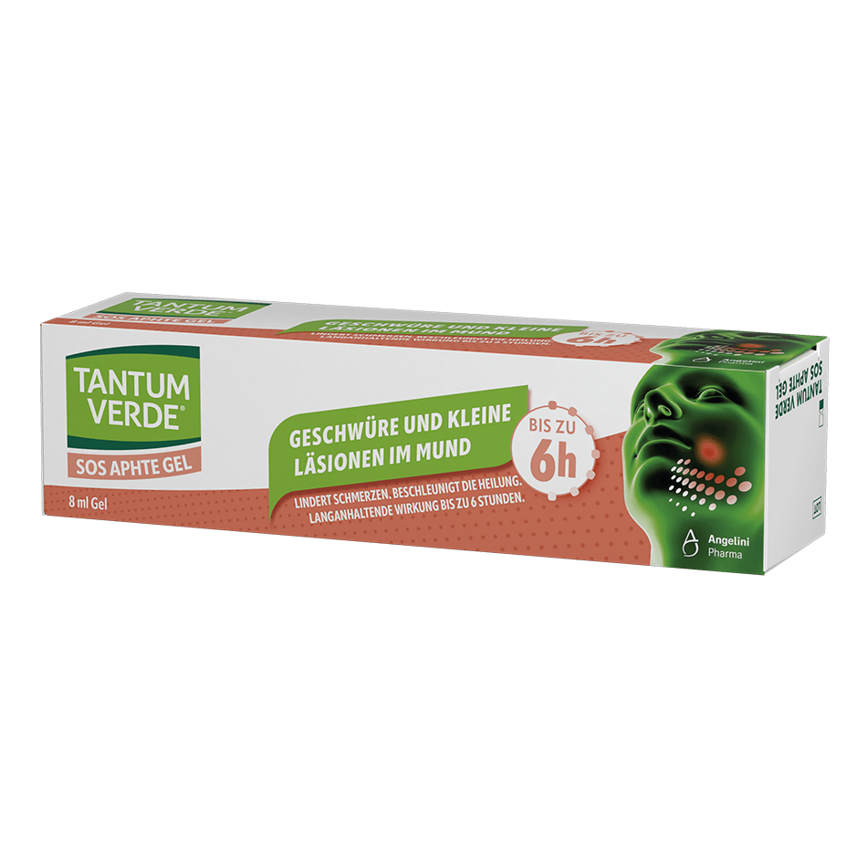 Tantum Verde SOS Aphte Gel bei Aphten Produktverpackung