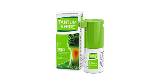 Tantum Verde Spray Verpackung und Produkt