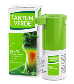 Tantum Verde Spray Verpackung und Produkt